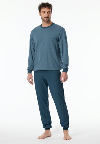 Schiesser Schiesser Pyjama Long bluegrey 181156 54/XL