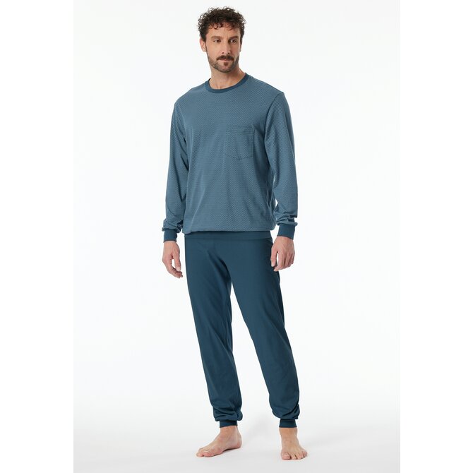 Schiesser Pyjama Long bluegrey 181156 54/XL