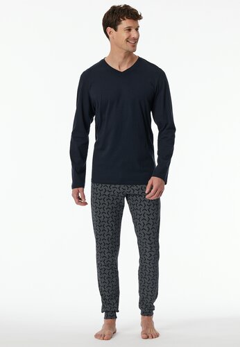 Schiesser Schiesser Pyjama Long nightblue 181922 54/XL