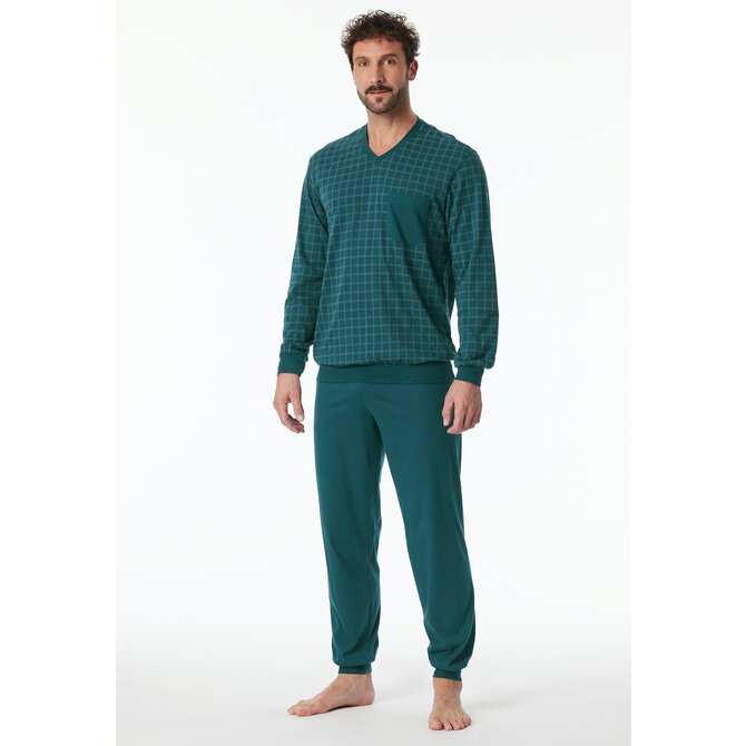 Schiesser Pyjama Long petrol 181162 48/S Schiesser Pyjama Long petrol 181162 48/S