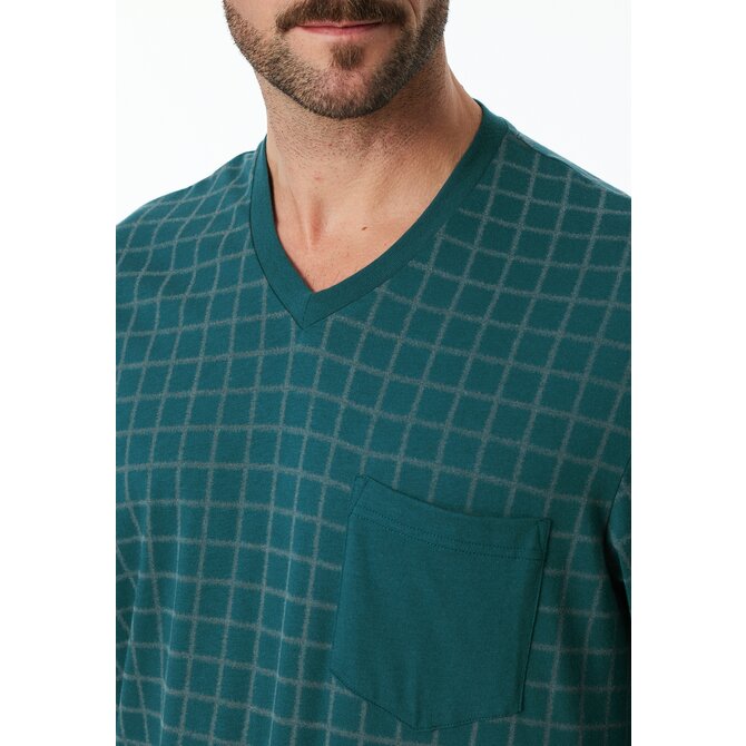 Schiesser Pyjama Long petrol 181162 48/S Schiesser Pyjama Long petrol 181162 48/S