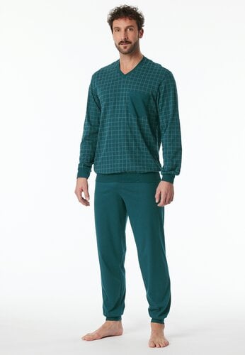 Schiesser Schiesser Pyjama Long petrol 181162 52/L