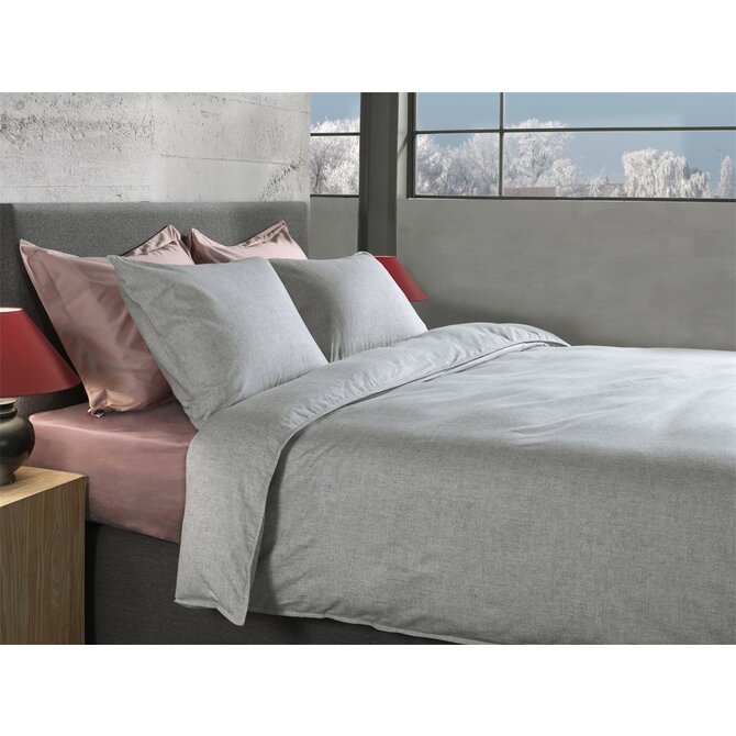 Heckett & Lane Franela Dekbedovertrek 200x200/220 Mist Grey Heckett & Lane Franela Dekbedovertrek 200x200/220 Mist Grey