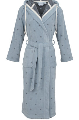 Carl Ross Dames Badjas Velours met Capuchon 623300 Iceblue/Basalt 44/46