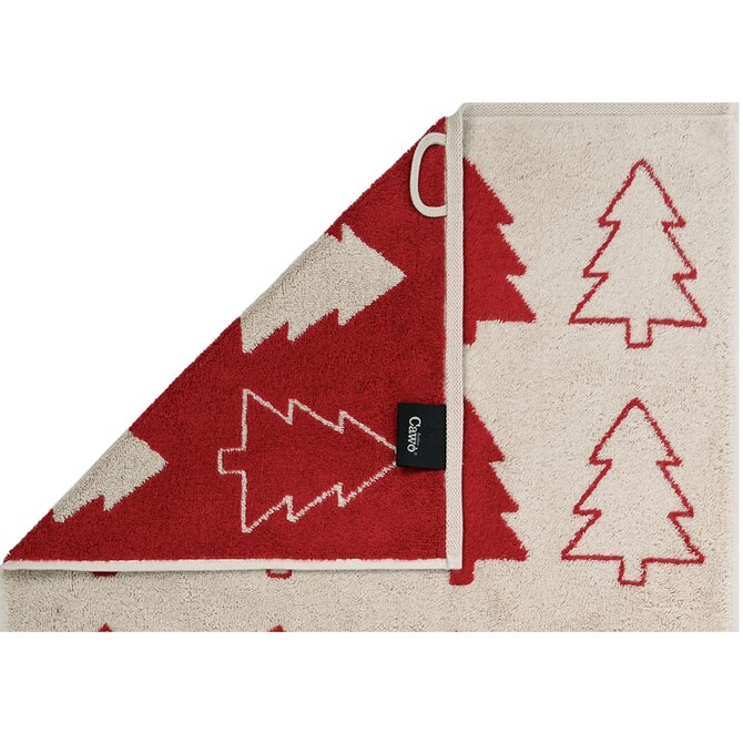 Cawo Christmas Edition 794 Fir trees Handdoek rot Cawo Christmas Edition 794 Fir trees Handdoek rot