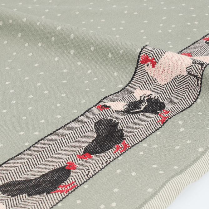 Bunzlau Castle Theedoek  Chickens  Dark Green