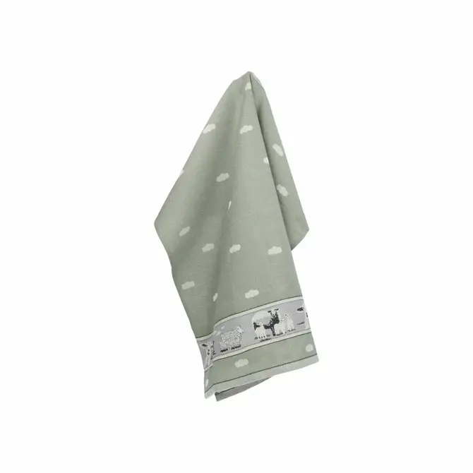 Bunzlau Castle Sheep theedoek 65x65 Dark Green