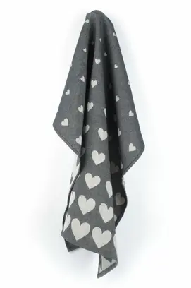 Bunzlau Castle Hearts theedoek 65x65 Black