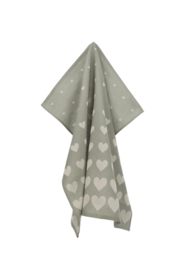 Bunzlau Castle Hearts theedoek 65x65 Dark Green