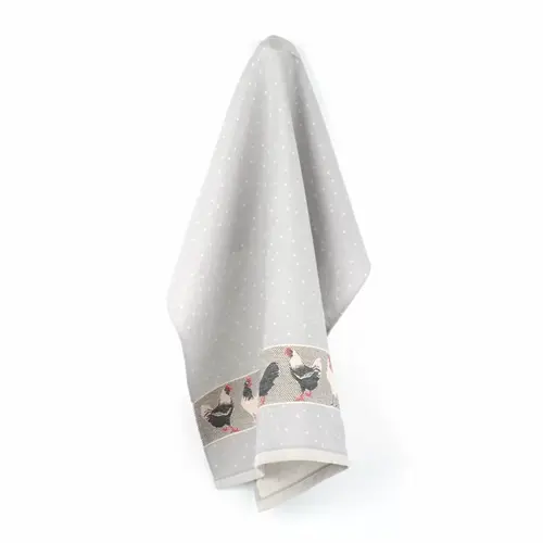 Bunzlau Castle Bunzlau Castle theedoek Chickens Grey 65x65
