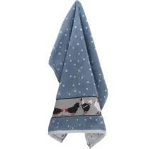 Bunzlau Castle Keukendoek Chickens Grey-Blue