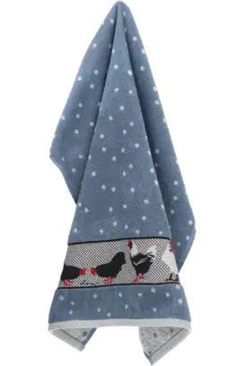 Bunzlau Castle Keukendoek Chickens Grey-Blue