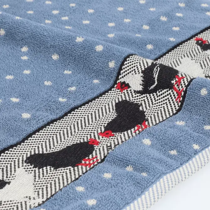 Bunzlau Castle Keukendoek Chickens Grey-Blue