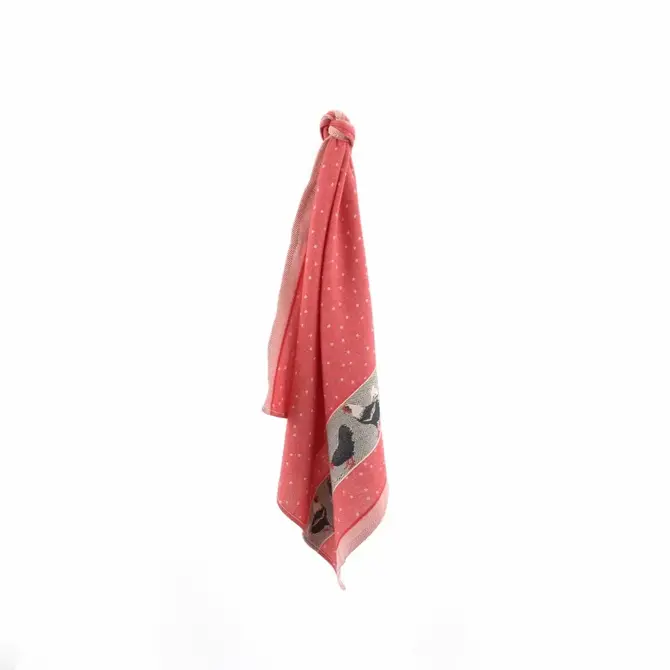 Bunzlau Castle Chickens theedoek 65x65 Red