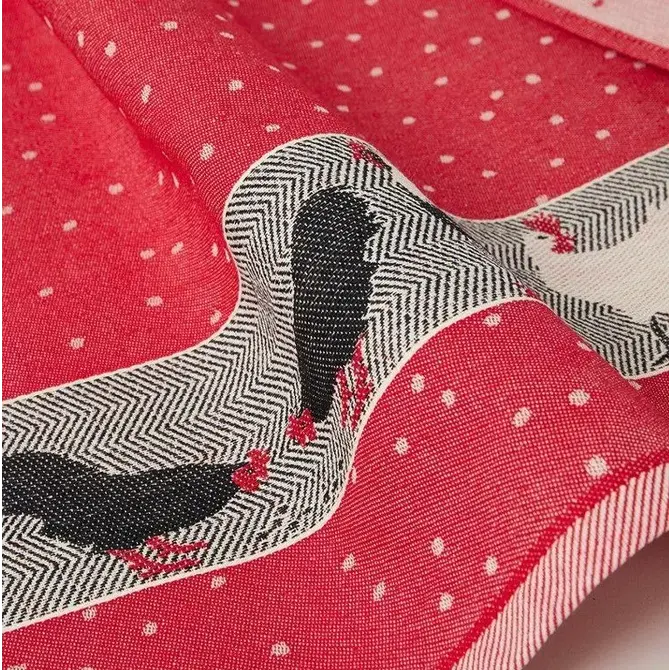 Bunzlau Castle Chickens theedoek 65x65 Red