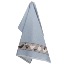 Bunzlau Castle Theedoek Chickens Grey-Blue