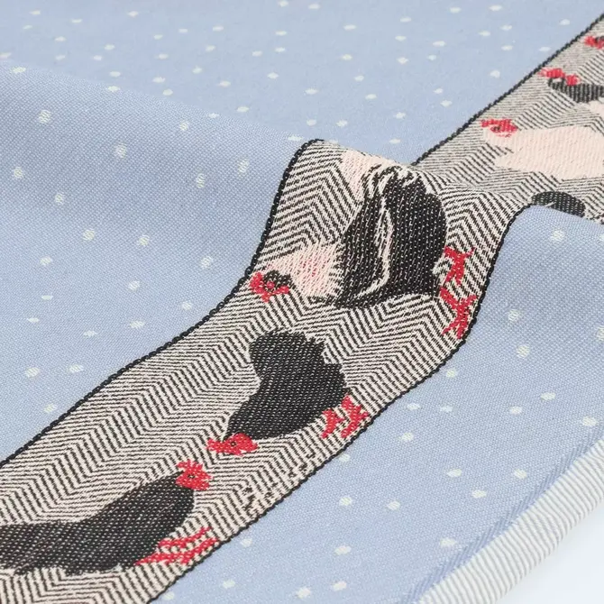 Bunzlau Castle Theedoek Chickens Grey-Blue