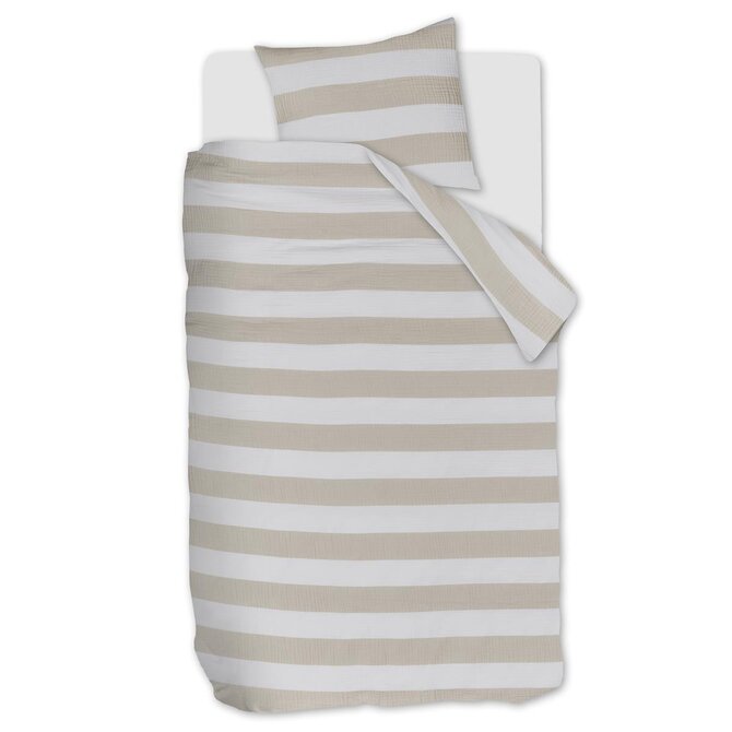 Riviera Maison Dekbedovertrek Striped - Zand 240x200/220 cm