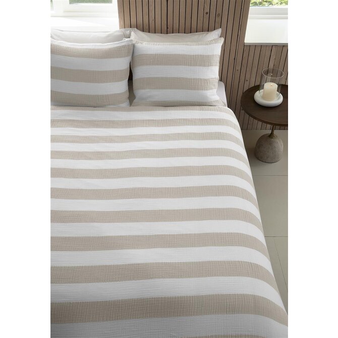 Riviera Maison Dekbedovertrek Striped - Zand 200x200/220 cm