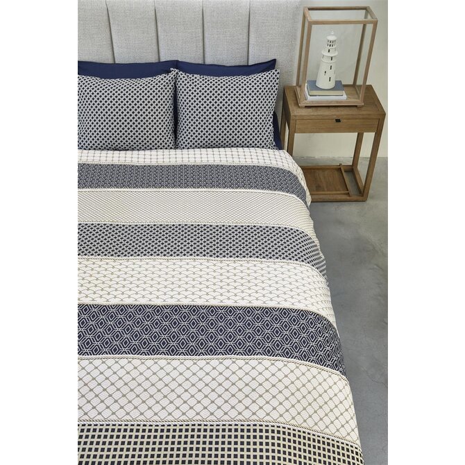 Riviera Maison Dekbedovertrek Ropes - Marineblauw 240x200/220 cm