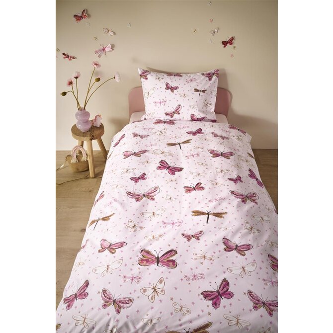 Beddinghouse x Hanneke de Jager Dekbedovertrek Butterfly Away - Roze 140x200 cm Beddinghouse x Hanneke de Jager Dekbedovertrek Butterfly Away - Roze 140x200 cm