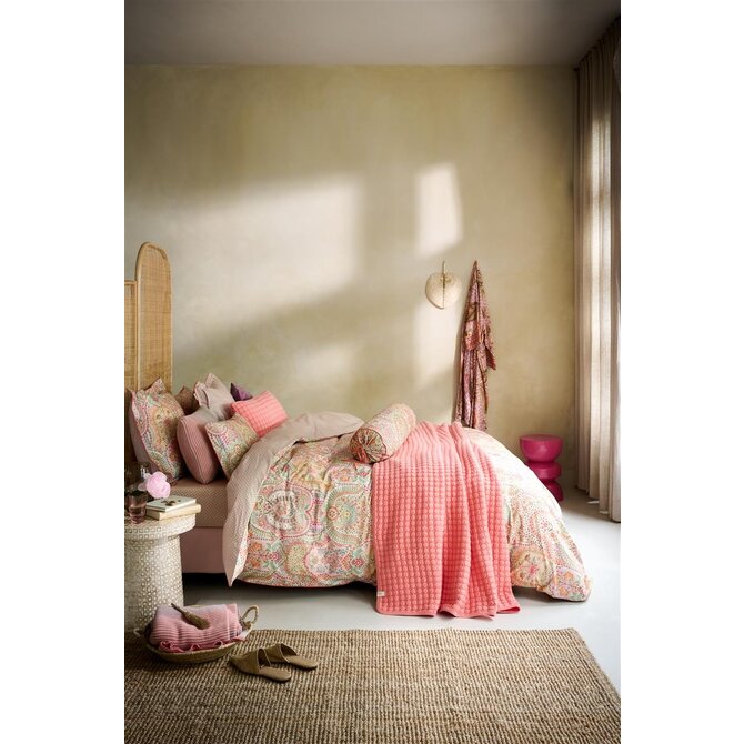 Pip Studio Dekbedovertrek Jabali Flower - Koraalrood 200x200/220 cm