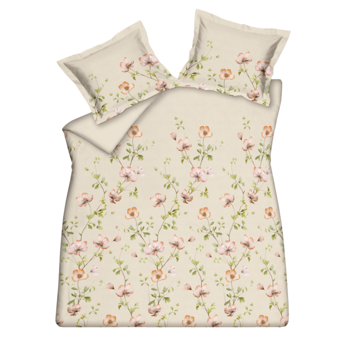 Vandyck Dekbedovertrek BLOSSOM BREEZE cream tan 2-persoons (200x200/220 )