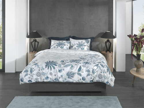 Heckettlane Dekbedovertrek Asia - Dekbed met instopstrook - Wit - 100% Katoen-Satijn - Bloemen - 140x220 + 1 sloop 60/70 cm