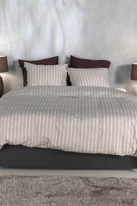 Zohome Righe di Percalle Dekbedovertrek 200x200/220 Light Taupe