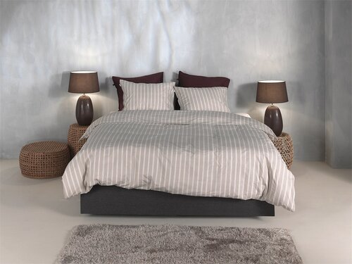 Zo! Home Zohome Righe di Percalle Dekbedovertrek 200x200/220 Light Taupe afbeelding