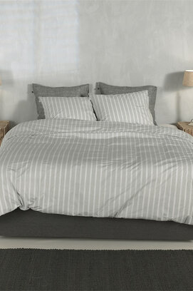Zohome Righe di Percalle Dekbedovertrek 200x200/220 Northern Grey