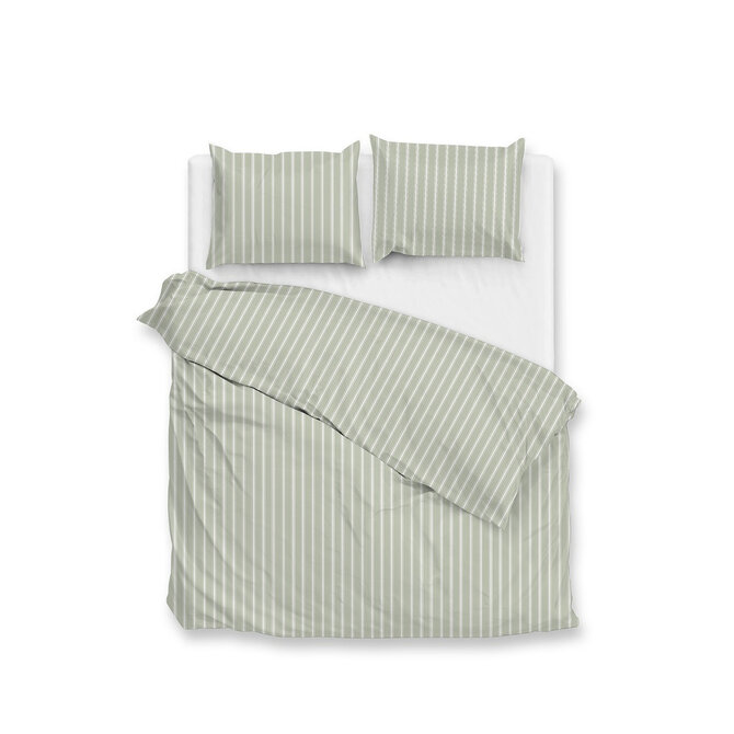 Zohome Righe di Percalle Dekbedovertrek 240x200/220 Smokey Green Zohome Righe di Percalle Dekbedovertrek 240x200/220 Smokey Green