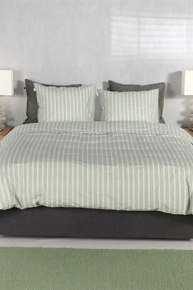 Zohome Righe di Percalle Dekbedovertrek 140x200/220 Smokey Green