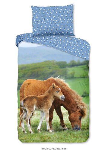 Good Morning Good Morning kids Dekbedovertrek nr.31123 Paard met veulen multi 140x200/220 afbeelding