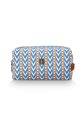 Pip Studio Pip Studio Coco Cosmetic Bag Medium Samba Stripe Blue 21.5x10x10.5cm