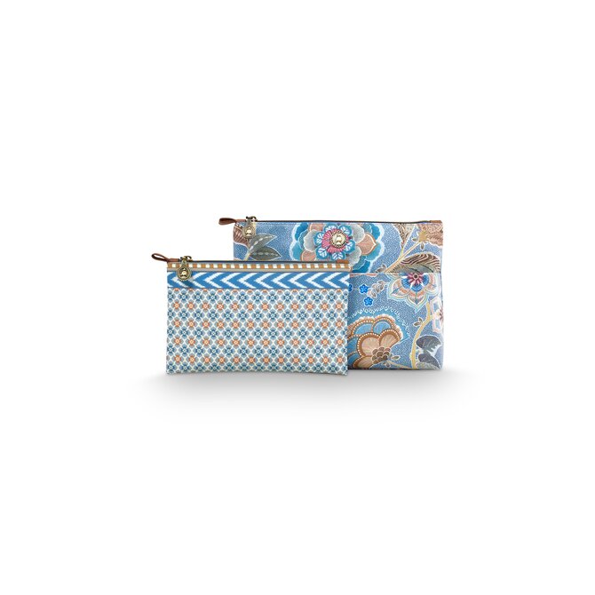 Pip Studio Caryn Cosmetic Bags Combi Matata Blue 26x7.5x18cm/22x1x13cm Pip Studio Caryn Cosmetic Bags Combi Matata Blue 26x7.5x18cm/22x1x13cm