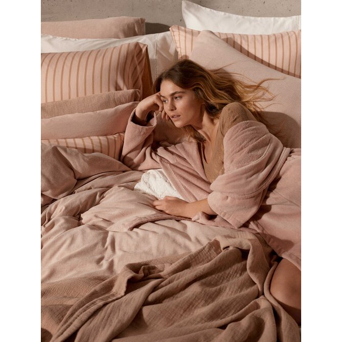 Vandyck Dekbedovertrek PURE 66 cotton hemp sepia pink        1-persoons (140x200/220 )