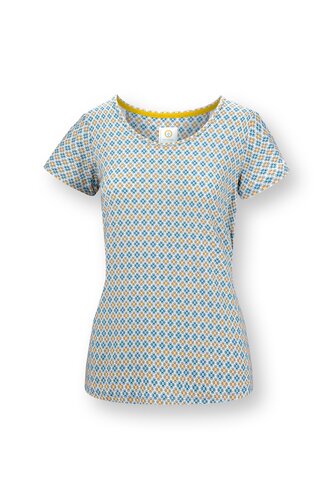 Pip Studio Pip Studio Tilly Short Sleeve Top Mojo Blue L