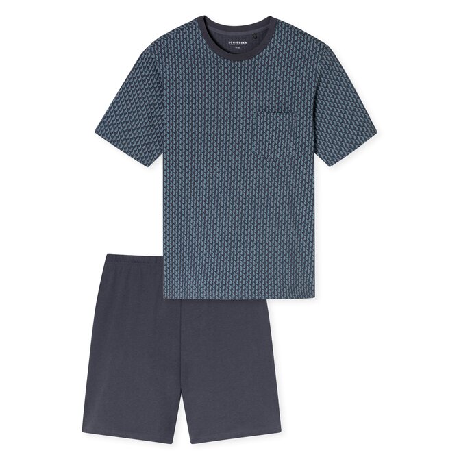Schiesser Pyjama Short graphite 181155 50/M Schiesser Pyjama Short graphite 181155 50/M