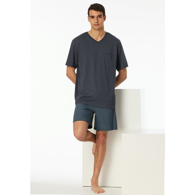 Schiesser Pyjama Short graphite 181153 48/S