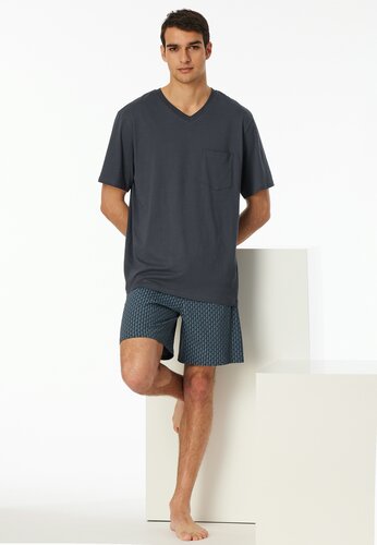 Schiesser Schiesser Pyjama Short graphite 181153 50/M