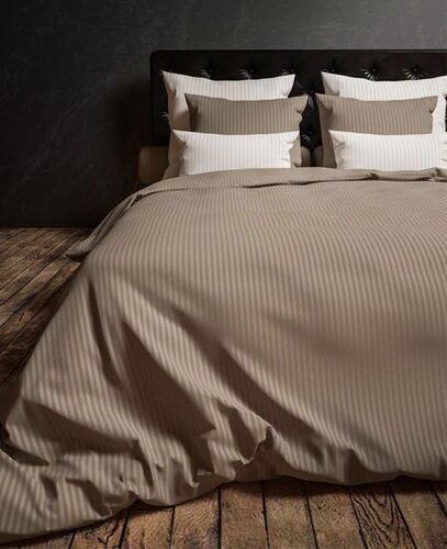 Heckett & Lane Heckett Lane dekbedovertrek Satijnstreep taupe grey