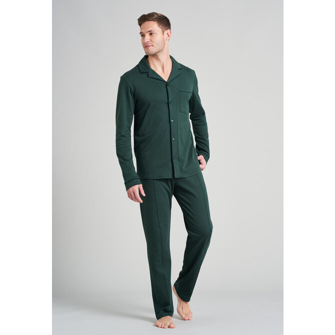 Schiesser heren pyjama lang 175638 donkergroen