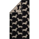 Cawö Cawo We love Dogs gemustert 6246 Handdoek 50x100 schwarz/beige
