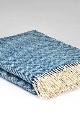 McNutt of Donegal  plaid pure wool Heritage 145x200 Blu Sky