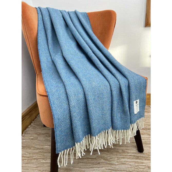 McNutt of Donegal  plaid pure wool Heritage 145x200 Blu Sky McNutt of Donegal  plaid pure wool Heritage 145x200 Blu Sky