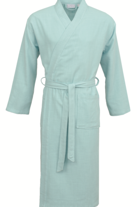 Carl Ross Unisex Badjas Kimono 38100 Ocean blue/Offwhite S