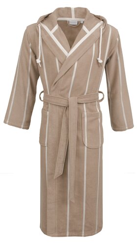 Carl Ross Carl Ross Unisex Badjas met Capuchon 35300 Khaki/Offwhite S afbeelding