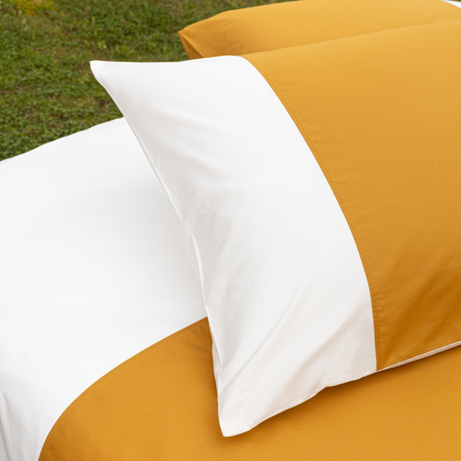 Dommelin dekbedovertrek Palermo Percal 400TC Ecru-Truffel 200x200/220