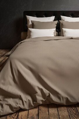 Heckett Lane dekbedovertrek Satijnstreep taupe grey